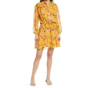 Fraiche by J Nora Floral Print Long Sleeve Minidress Size Large